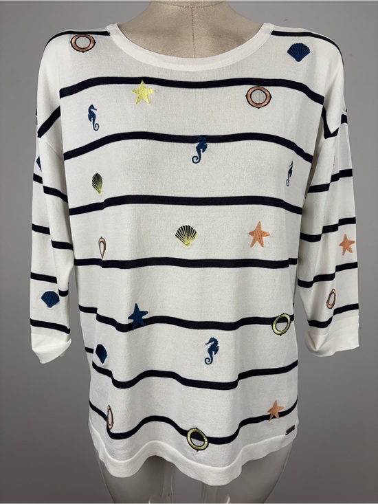 Picadilly Fashion Other - Picadilly Canada Coastal Nautical Striped Knit Sweater Embellished S
